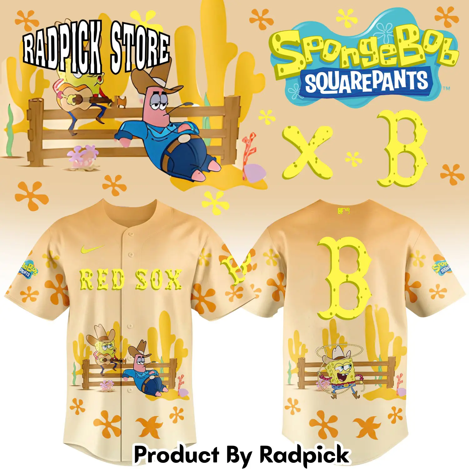 Radpick spongebob squarepants and boston red sox baseball baseball jersey rp12775
